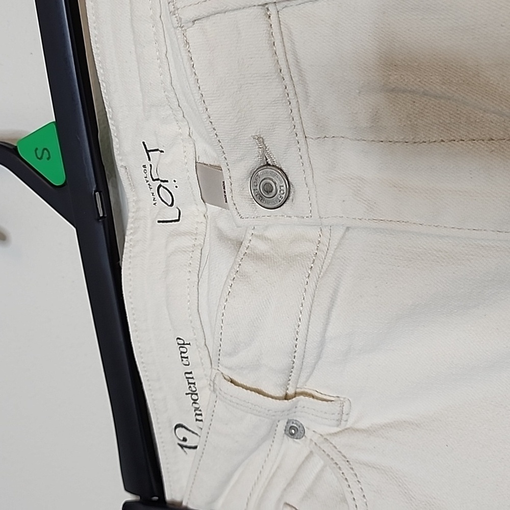 LOFT Modern Cuffed Crop Jeans Off White Buttercream Classic Spring Summer - Picture 4 of 12